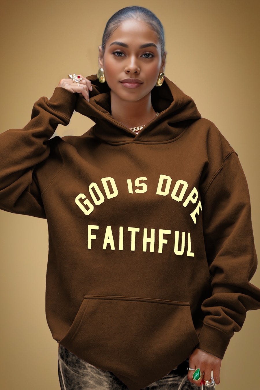 Faithful Lightweight Hoodie Chocolate/Natural