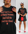 "LOOK AT BLACK WOMEN" TEE (BLACK/RED)