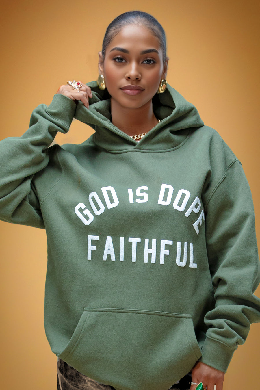 Faithful Lightweight Hoodie Military/White