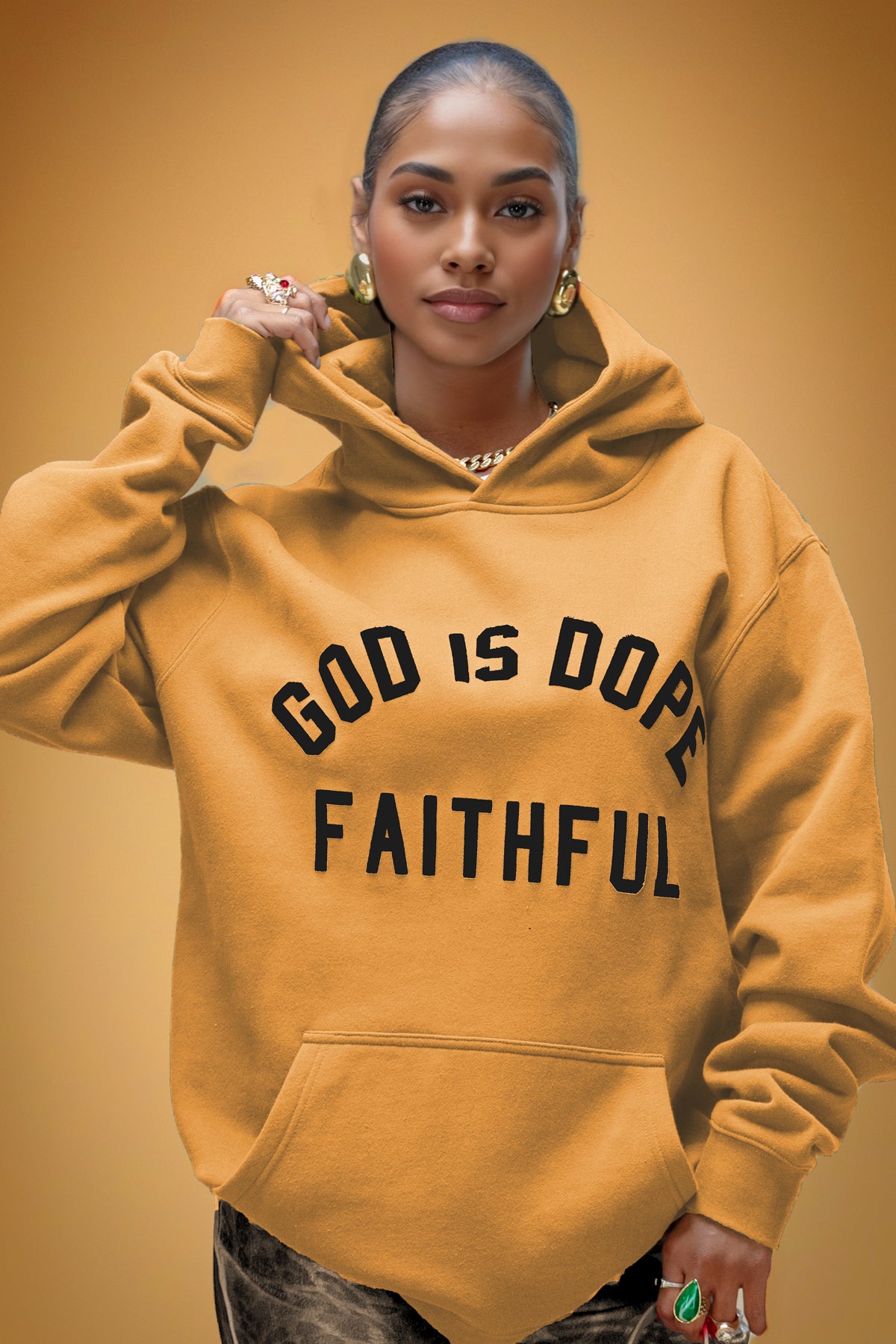 Faithful Lightweight Hoodie Old Gold/Black