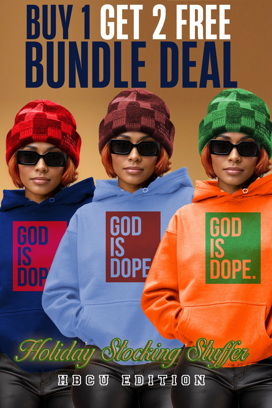 **3 Hoodie Bundle** HBCU Edition Lightweight Box Logo (FAMU/SPELHOUSE/HU)