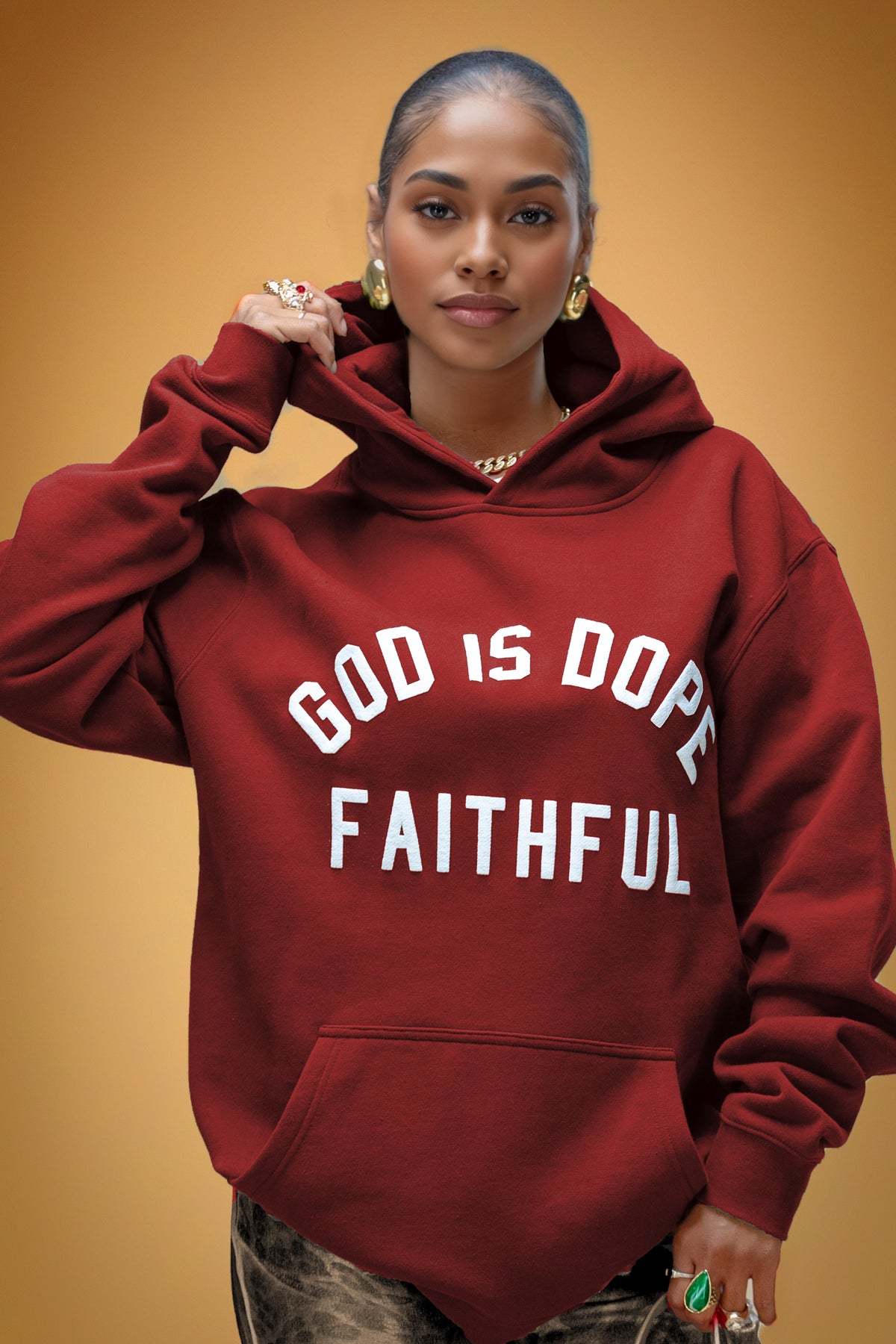 Faithful Lightweight Hoodie Wine/White