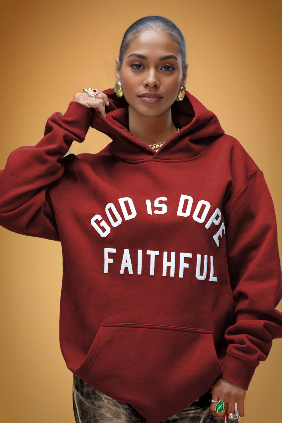 Faithful Lightweight Hoodie Wine/White