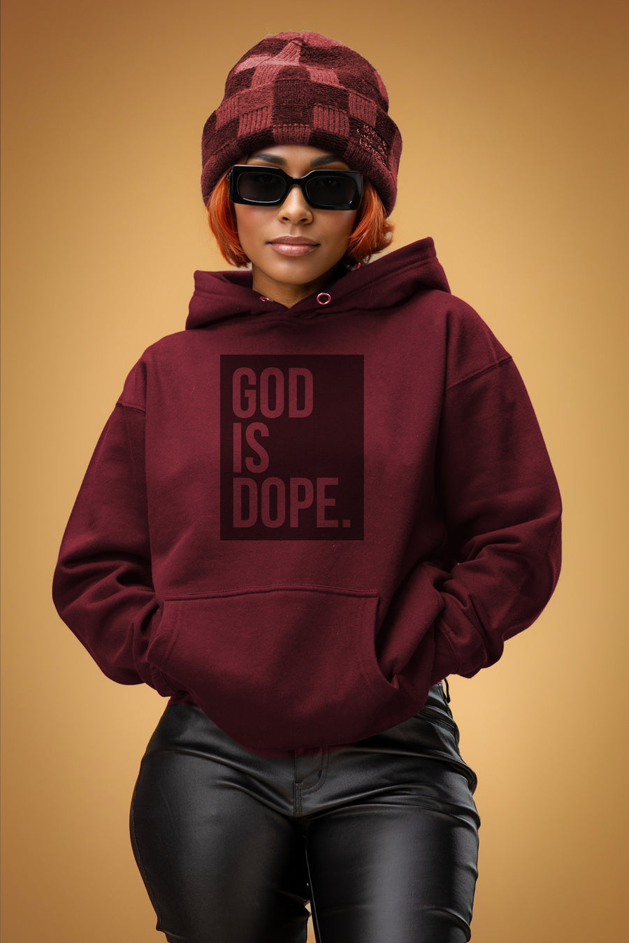 Monochromatic Lightweight Box Logo Hoodie (Wine on Wine)