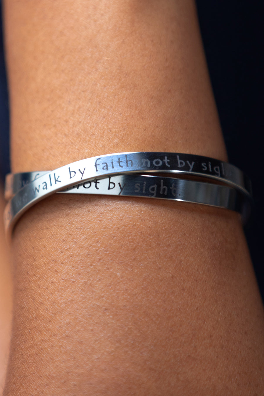 Stainless Steel "Walk By Faith" Cuff Bracelet (1 Per)