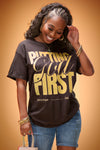 Putting God First Tee (Brown/Tan)