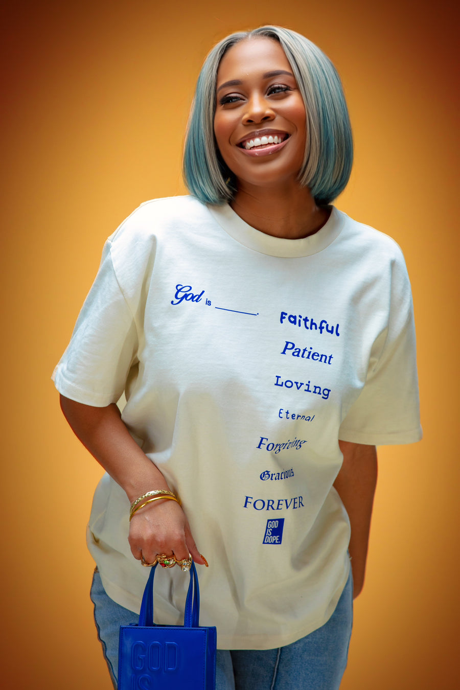 God Is v2 Tee (Natural/Navy)