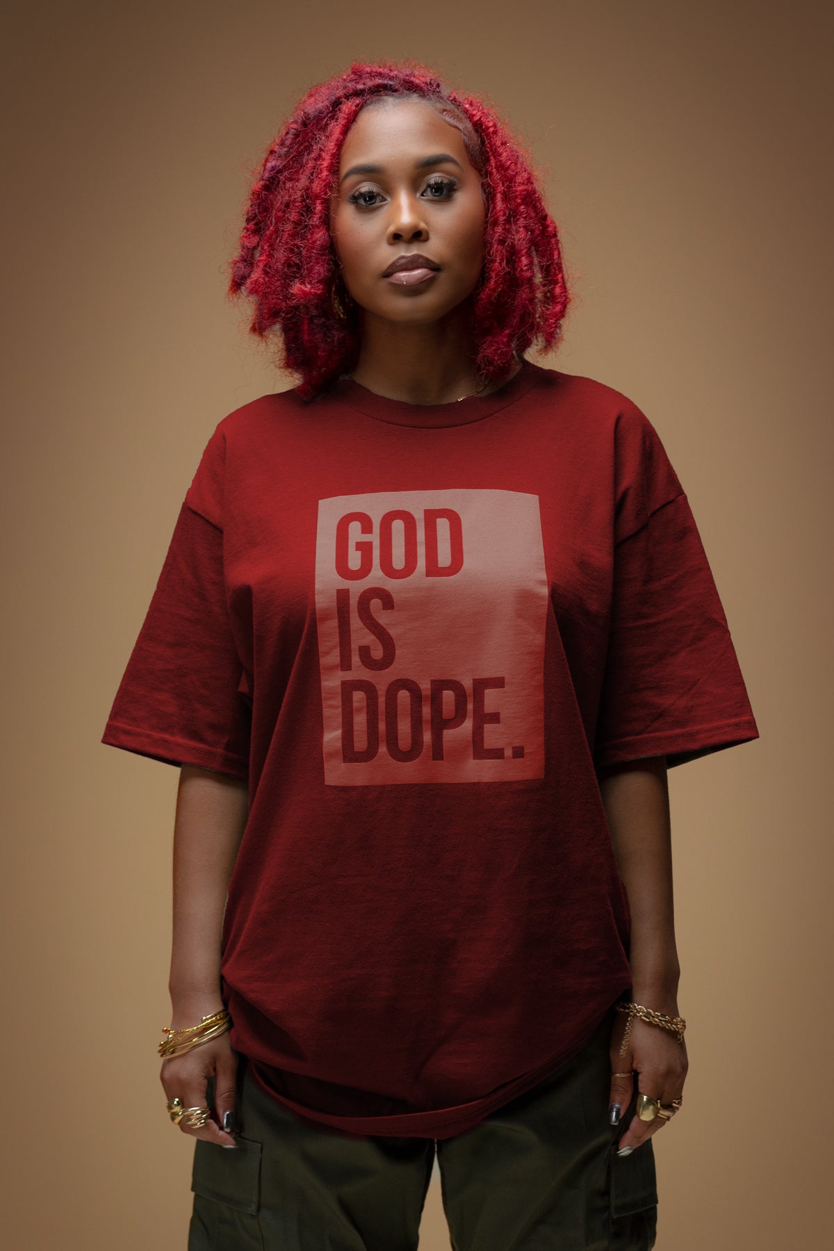 **3 T-Shirt Bundle** Monochromatic Box Logo (Military/Natural/Wine)